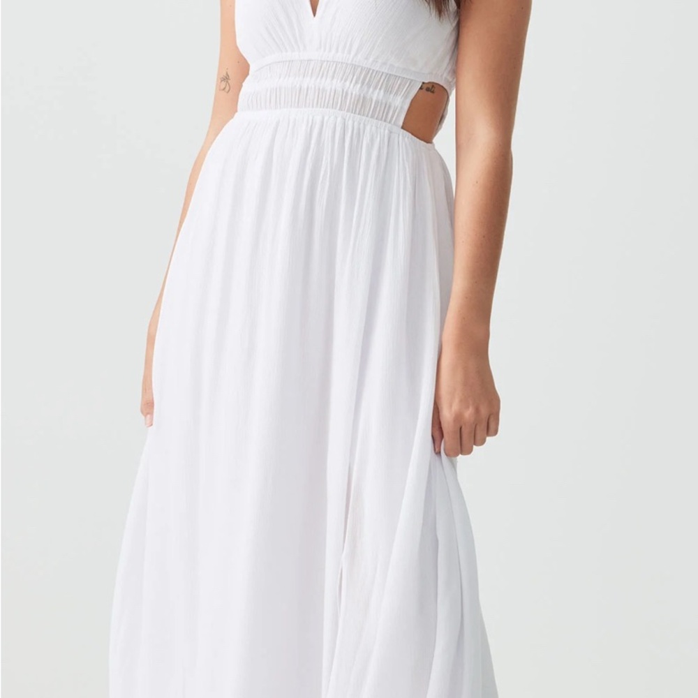White Maxi Dress with Side Cutouts